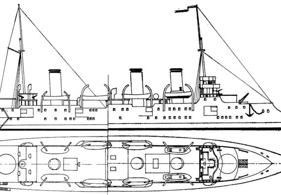 Cruiser ORP Baltic Hulk 1927 [ex NMF d'Entrecasteaux Protected Cruiser] - drawings, dimensions, pictures